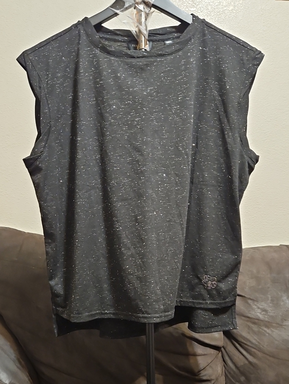 Ted Baker London Black Speckled Cap-Sleeve Knit Top